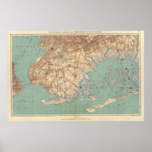 Vintage Map of Jamaica Bay and Brooklyn NY (1891) Poster