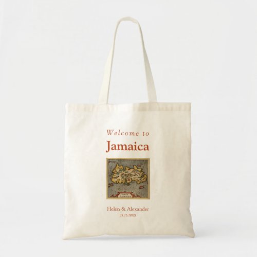 Vintage Map of Jamaica Destination Wedding Welcome Tote Bag