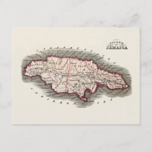 Vintage map of Jamaica Postcard