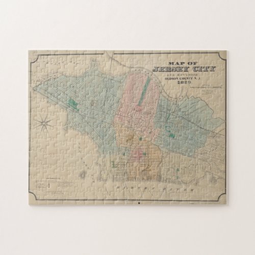Vintage Map of Jersey City NJ 1879 Jigsaw Puzzle
