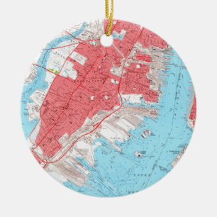 Vintage Map of Jersey City NJ (1955) 2 Ceramic Ornament