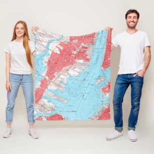 Vintage Map of Jersey City NJ (1955) 2 Fleece Blanket