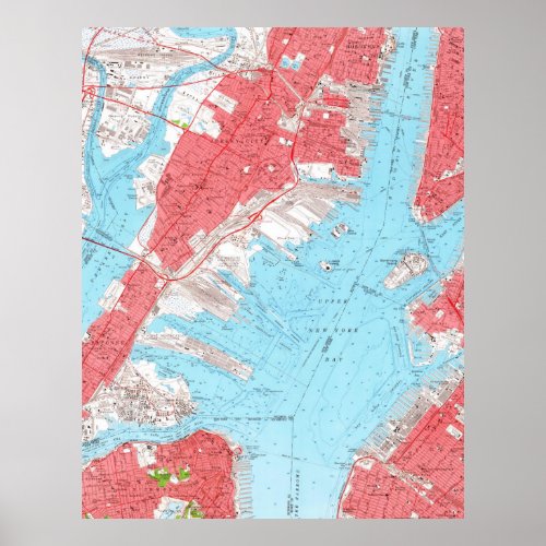 Vintage Map of Jersey City NJ 1955 2 Poster
