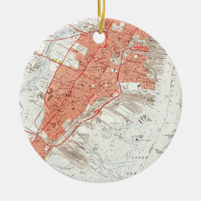 Vintage Map of Jersey City NJ (1955) Ceramic Ornament | Zazzle