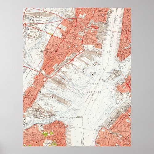 Vintage Map of Jersey City NJ 1955 Poster