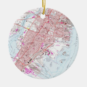Vintage Map of Jersey City NJ (1967) Ceramic Ornament