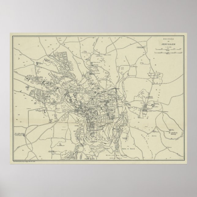 Vintage Map of Jerusalem Israel (1917) Poster (Front)