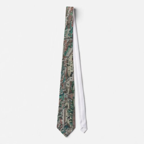 Vintage Map of Jerusalem Nazareth and Rame Israel Neck Tie