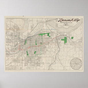 Vintage Map of Kansas City (1893) Poster