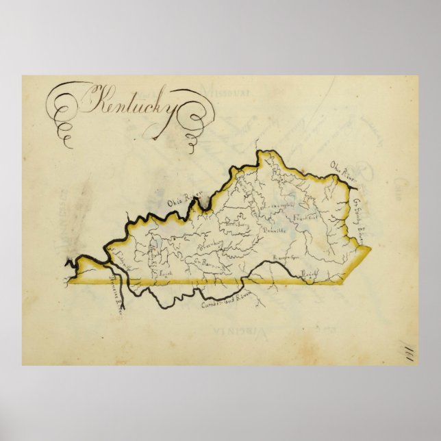 Vintage Map of Kentucky (1823) Poster (Front)