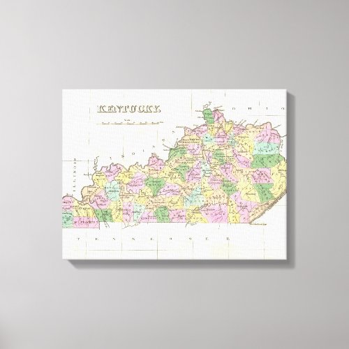 Vintage Map of Kentucky 1827 Canvas Print