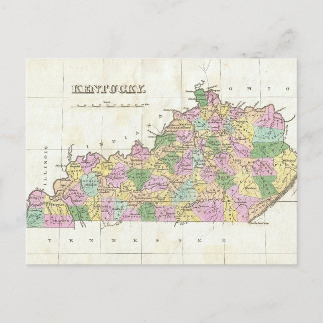 Vintage Map of Kentucky (1827) Postcard (Front)
