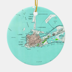 Vintage Map of Key West Florida (1962) Ceramic Ornament