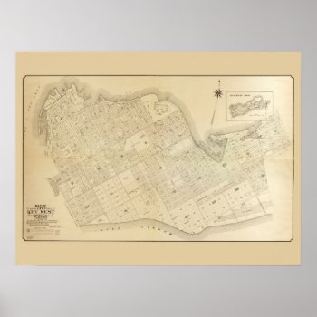 Vintage Map Of Key West Florida Poster by whereabouts at Zazzle
