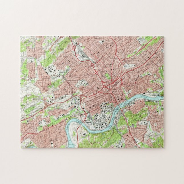 Vintage Map of Knoxville Tennessee (1966) Jigsaw Puzzle (Horizontal)