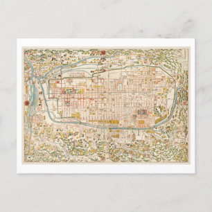 Vintage Map of Kyoto Postcard