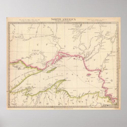 Vintage Map of Lake Superior 1832 Poster