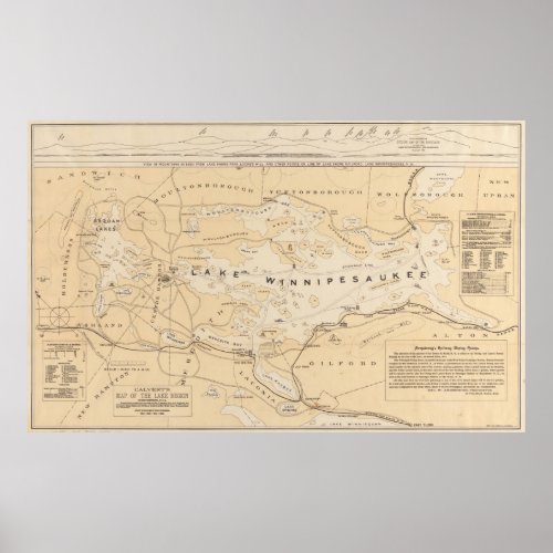 Vintage Map of Lake Winnipesaukee 1896 Poster