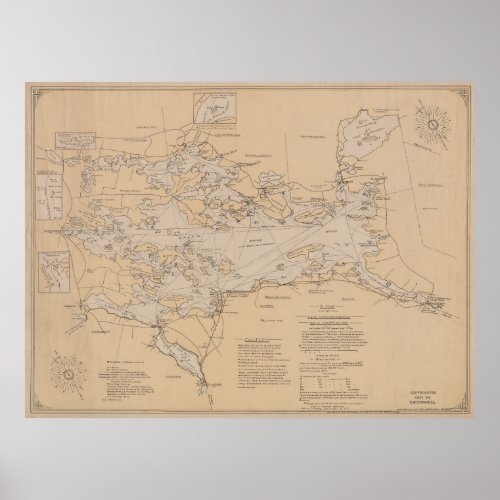 Vintage Map of Lake Winnipesaukee 1907 Poster