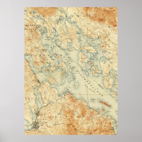 Vintage Map of Lake Winnipesaukee 1907 Poster