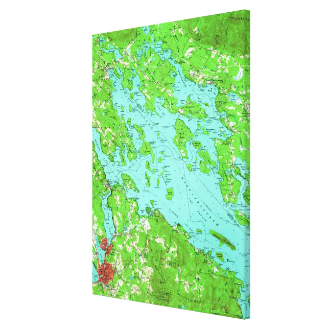 Vintage Map of Lake Winnipesaukee (1956) Canvas Print | Zazzle