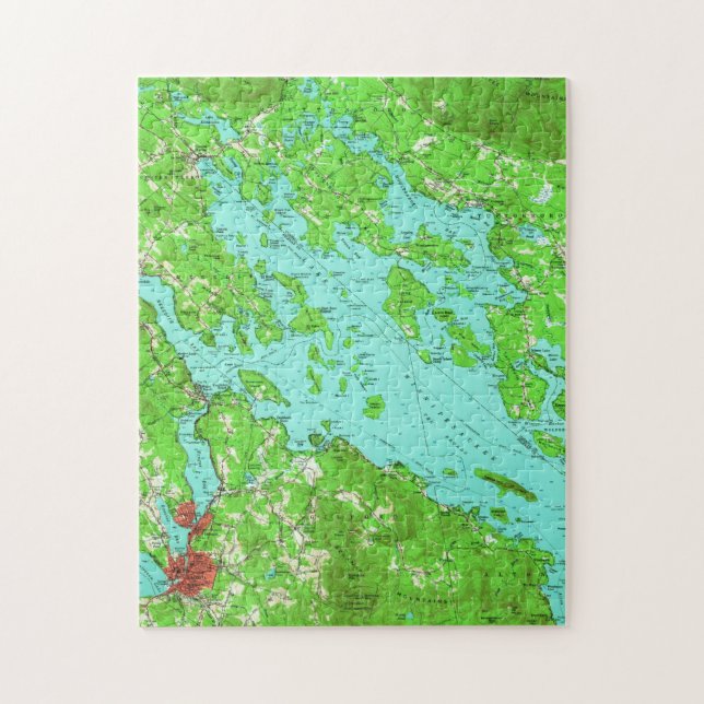 Vintage Map of Lake Winnipesaukee (1956) Jigsaw Puzzle (Vertical)