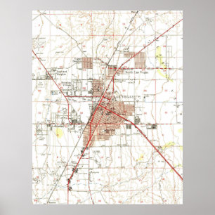 Vintage Map of Las Vegas Nevada (1952) Poster