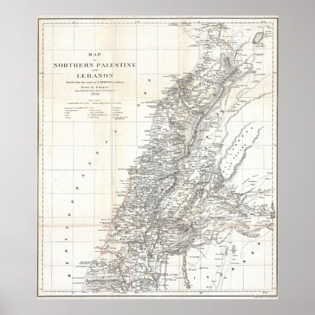 Vintage Map of Lebanon (1856) Poster (Front)