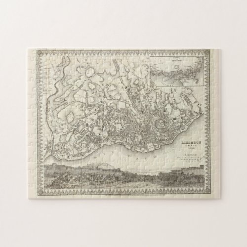 Vintage Map of Lisbon Portugal 1844 Jigsaw Puzzle