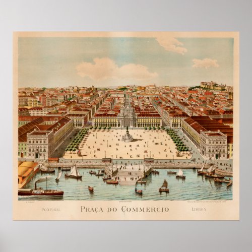 Vintage Map of Lisbon Portugal 1860 Poster