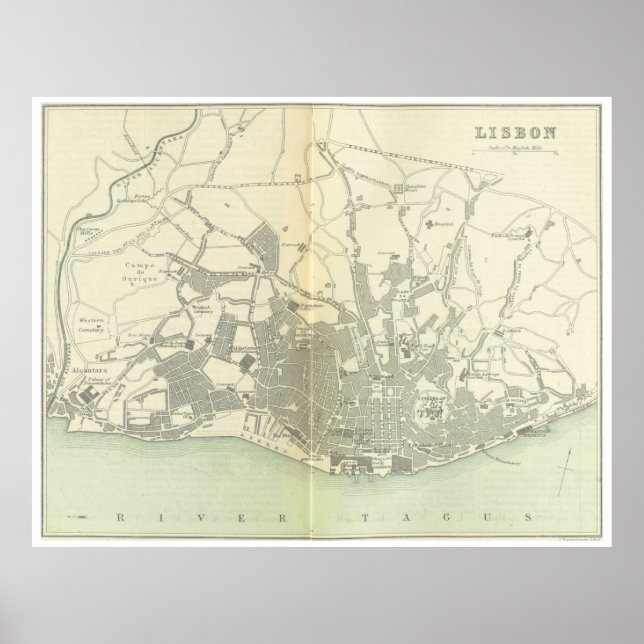 Vintage Map of Lisbon Portugal (1895) Poster (Front)