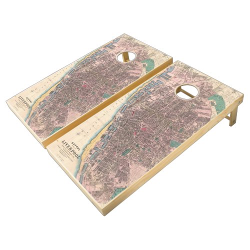 Vintage Map of Liverpool England 1890 Cornhole Set