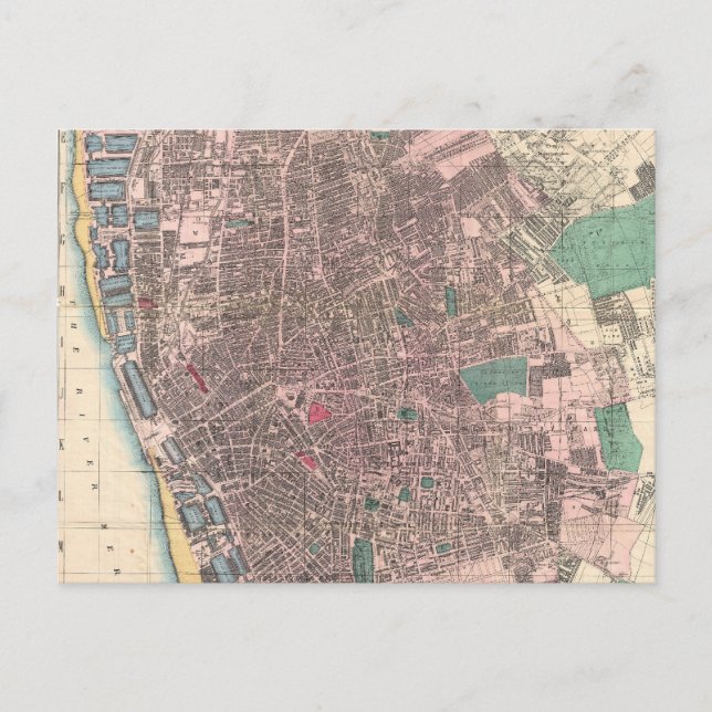 Vintage Map of Liverpool England (1890) Postcard (Front)