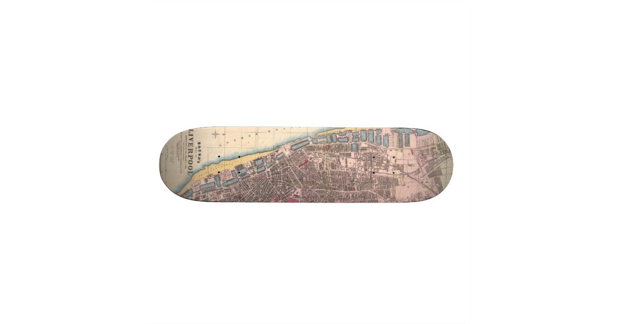 Vintage Map of Liverpool England (1890) Skateboard Deck ...