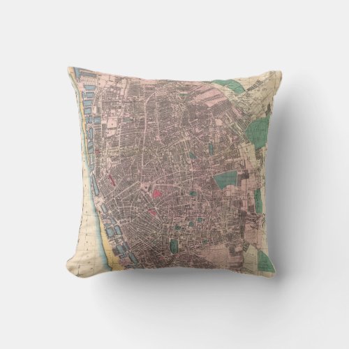 Vintage Map of Liverpool England 1890 Throw Pillow