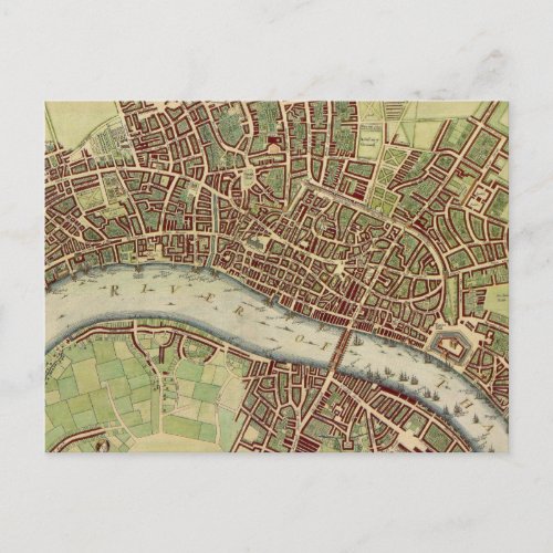 Vintage Map of London 17th Century Postcard