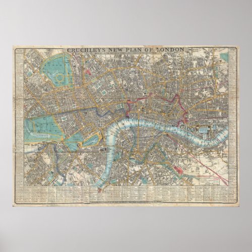 Vintage Map of London 1848 Poster
