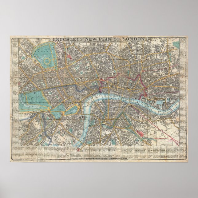 Vintage Map of London (1848) Poster (Front)