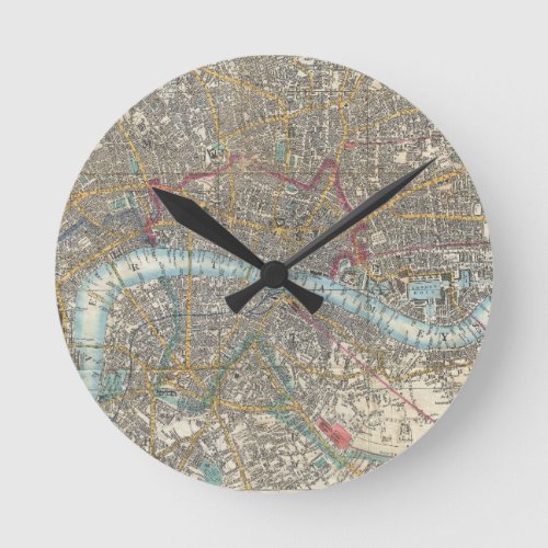 Vintage Map of London 1848 Round Clock