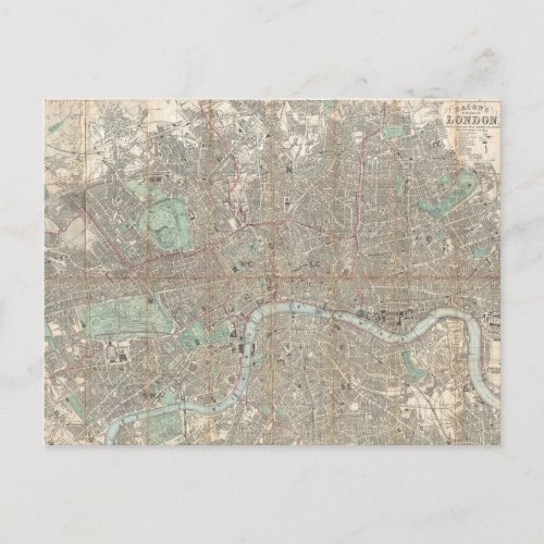 Vintage Map of London 1890 Postcard