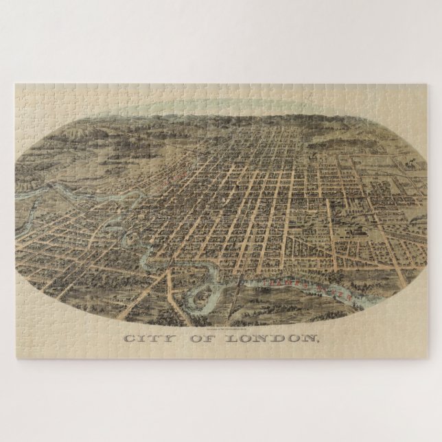 Vintage Map of London Canada (1896) Jigsaw Puzzle (Horizontal)