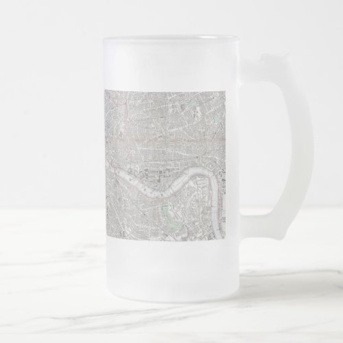 Vintage map of London city Frosted Glass Beer Mug
