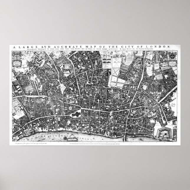 Vintage Map of London England (1677) Poster (Front)