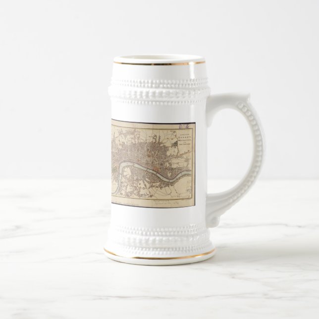 Vintage Map of London England (1807) Beer Stein (Right)