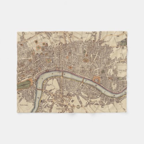 Vintage Map of London England 1807 Fleece Blanket