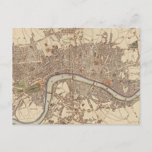 Vintage Map of London England 1807 Postcard