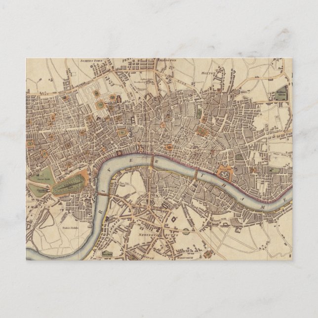 Vintage Map of London England (1807) Postcard (Front)