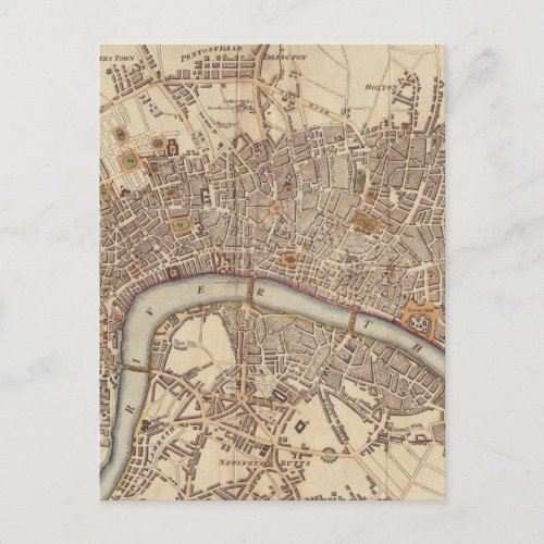 Vintage Map of London England 1807 Postcard