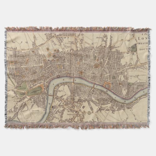 Vintage Map of London England 1807 Throw Blanket