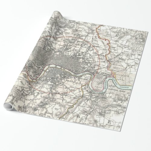 Vintage Map of London England 1832 Wrapping Paper